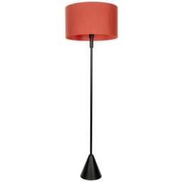 ValueLights Mitch Rust Drum Lamp Shade Black Wood Stem Triangle LED Floor Lamp - Size: 131.5 x 55 x 55cm - Wilko