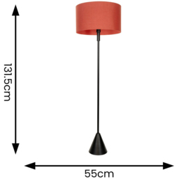 ValueLights Mitch Rust Drum Lamp Shade Black Wood Stem Triangle LED Floor Lamp - Size: 131.5 x 55 x 55cm - Wilko - thumbnail 5