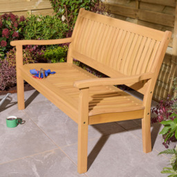 Rowlinson Farnham 2 Seater Natural Garden Bench - Brown - Wilko - thumbnail 5