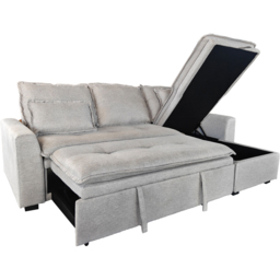 DS Living Lucca 3 Seater Silver Fabric L-Shape Pull Out Corner Sofa Bed with Storage - Wilko - thumbnail 4