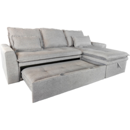 DS Living Lucca 3 Seater Silver Fabric L-Shape Pull Out Corner Sofa Bed with Storage - Wilko - thumbnail 5