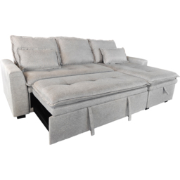DS Living Lucca 3 Seater Silver Fabric L-Shape Pull Out Corner Sofa Bed with Storage - Wilko - thumbnail 6