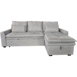 DS Living Lucca 3 Seater Silver Fabric L-Shape Pull Out Corner Sofa Bed with Storage - Wilko - thumbnail 3