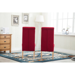 Red Set of 2 Tufted High Back Fabric Dining Chair - MCC - Wilko - thumbnail 6