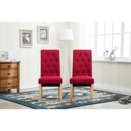 Red Set of 2 Tufted High Back Fabric Dining Chair - MCC - Wilko - thumbnail 3