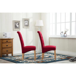 Red Set of 2 Tufted High Back Fabric Dining Chair - MCC - Wilko - thumbnail 5