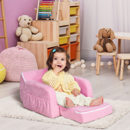 Tommy Toys 2 in 1 Pink Padded Wood Frame Kids Fold Out Armchair - Wilko - thumbnail 5