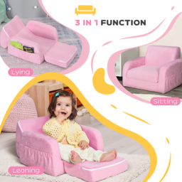 Tommy Toys 2 in 1 Pink Padded Wood Frame Kids Fold Out Armchair - Wilko - thumbnail 6