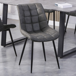Alba Set of 2 Grey Suede Effect Plush Padded Dining Chairs - MCC - Wilko