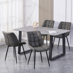 Alba Set of 2 Grey Suede Effect Plush Padded Dining Chairs - MCC - Wilko - thumbnail 7