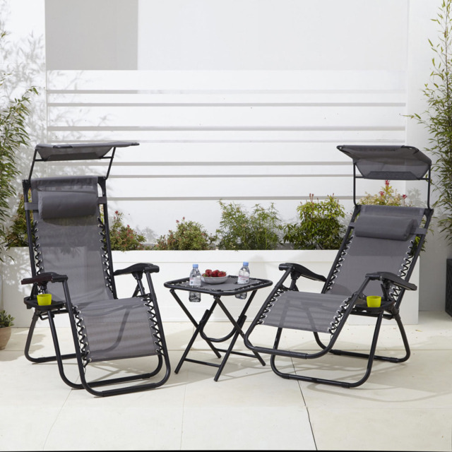 Neo Grey Zero Gravity Chairs and Table - Size: 1 Seater - Wilko - image 1