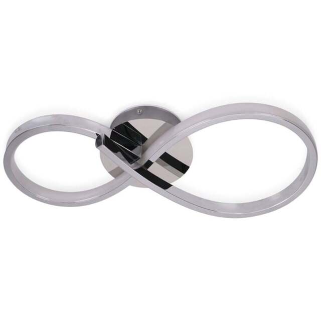ValueLights Infinity Chrome Swirl Integrated LED Ceiling Light - Size: 41 x 18.5 x 8cm - Silver - Wilko - image 1