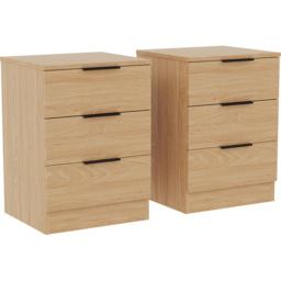Vida Designs Trega 3 Drawer Pine Bedside Cabinet Set of 2 - Wilko - thumbnail 4