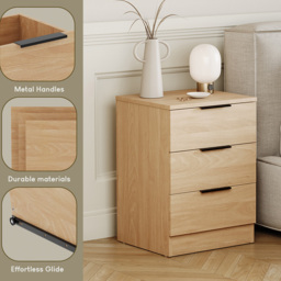 Vida Designs Trega 3 Drawer Pine Bedside Cabinet Set of 2 - Wilko - thumbnail 7