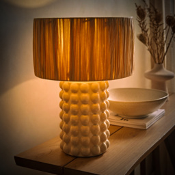 ValueLights Kiran Raffia Shade Ceramic Stone Bubble LED Table Lamp - Size: 47.5 x 35 x 35cm - Cream - Wilko - thumbnail 7