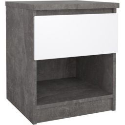 Florence Single Drawer Single Shelf Concrete and White High Gloss Bedside Table - Furniture to Go - Wilko - thumbnail 3