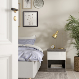 Florence Single Drawer Single Shelf Concrete and White High Gloss Bedside Table - Furniture to Go - Wilko - thumbnail 7