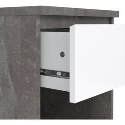 Florence Single Drawer Single Shelf Concrete and White High Gloss Bedside Table - Furniture to Go - Wilko - thumbnail 6