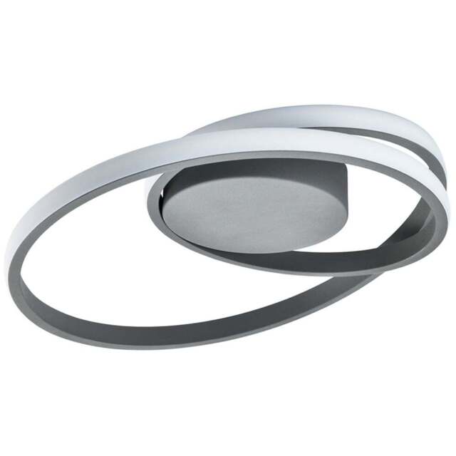 Happy Homewares Single Loop Strip Matt Grey Flush LED Powered Ceiling Light - Size: 9 x 39 x 39cm - Wilko - image 1