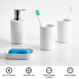 Innoteck Essentials 4 Piece Matt White Dish Dispenser and Tumbler Bathroom Accessory Set - Size: 6.5 x 16 x 8cm - Wilko - thumbnail 3