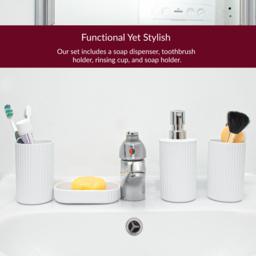Innoteck Essentials 4 Piece Matt White Dish Dispenser and Tumbler Bathroom Accessory Set - Size: 6.5 x 16 x 8cm - Wilko - thumbnail 4