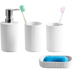 Innoteck Essentials 4 Piece Matt White Dish Dispenser and Tumbler Bathroom Accessory Set - Size: 6.5 x 16 x 8cm - Wilko - thumbnail 1