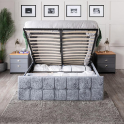 Home Treats Single Grey Crushed Velvet Ottoman Storage Bed - Silver - Wilko - thumbnail 6