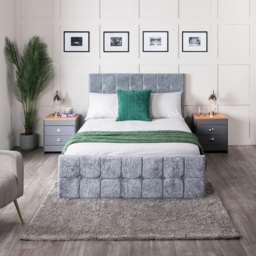 Home Treats Single Grey Crushed Velvet Ottoman Storage Bed - Silver - Wilko - thumbnail 5