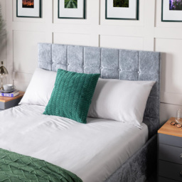 Home Treats Single Grey Crushed Velvet Ottoman Storage Bed - Silver - Wilko - thumbnail 3