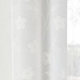 Tyrone Textiles Sienna White Floral Trail Embroidered Rod Pocket Voile Panel Curtains 140 x 229cm - Size: W 140 x D 229cm - Wilko - thumbnail 4