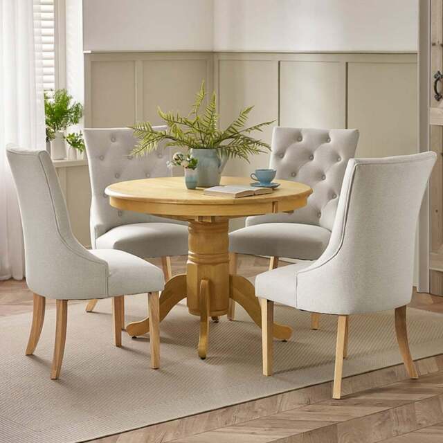 Furniturebox Fowey Kensington 4 Seater Wooden Extendable Dining Set Oak Effect - Brown - Wilko - image 1