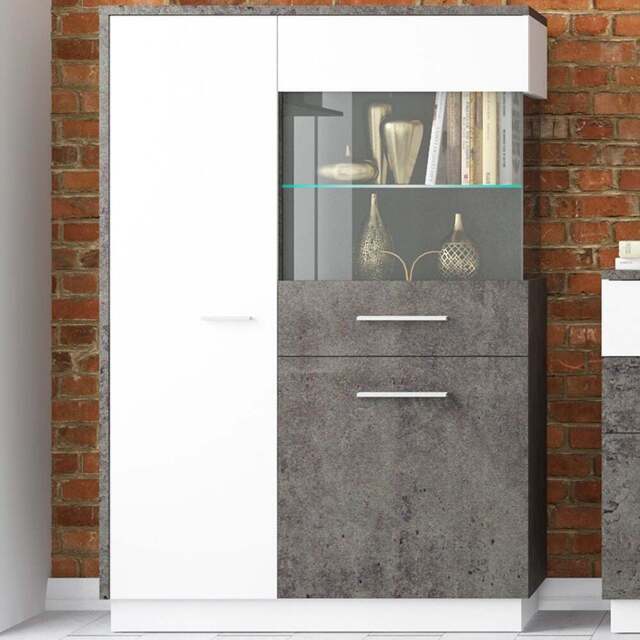 Florence Zingaro 2 Door Right Hand Display Cabinet - Grey - Furniture To Go - Wilko