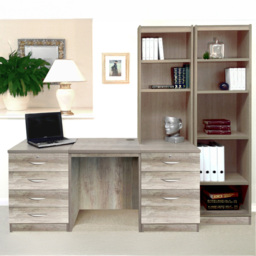 R White Cabinets SET-15-IN-GN Desk Drawer Unit and Hutch Narrow Bookcase Home Office Furniture Set - Size: 182 x 204 x 54cm - Grey - Wilko - thumbnail 1