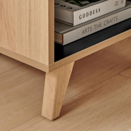 Furniturebox Billet Single Drawer Single Shelf Off White and Wood Effect Bedside Table - Wilko - thumbnail 4