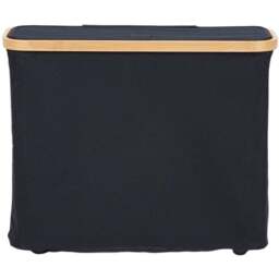 Living and Home Black and Natural Bamboo Toilet Roll Storage Basket with Lid - Size: 36 x 45 x 15cm - Black + Natural - Wilko - thumbnail 3