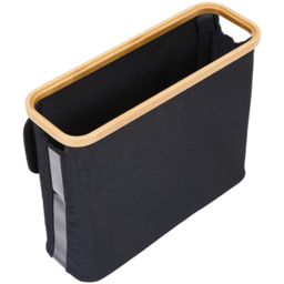 Living and Home Black and Natural Bamboo Toilet Roll Storage Basket with Lid - Size: 36 x 45 x 15cm - Black + Natural - Wilko - thumbnail 4