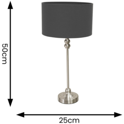 ValueLights Maggie Charcoal and Brushed Chrome Drum Shade Candlestick LED Table Lamp - Size: 50 x 25 x 25cm - Silver - Wilko - thumbnail 7