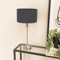 ValueLights Maggie Charcoal and Brushed Chrome Drum Shade Candlestick LED Table Lamp - Size: 50 x 25 x 25cm - Silver - Wilko - thumbnail 4