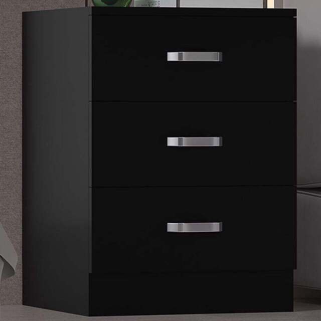 FWStyle Tunis 3 Drawer Matt Black Chest of Drawer - Wilko - image 1