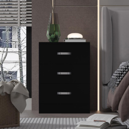 FWStyle Tunis 3 Drawer Matt Black Chest of Drawer - Wilko - thumbnail 6