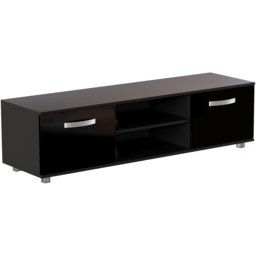 Vida Designs Cosmo 2 Door 2 Shelf Black Medium TV Unit - Size: 40 x 140 x 38cm - Wilko - thumbnail 3