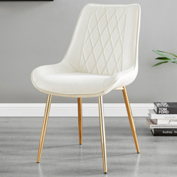 Furniturebox Cesano Set of 2 Cream and Gold Velvet Dining Chair - Wilko - thumbnail 1