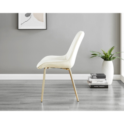 Furniturebox Cesano Set of 2 Cream and Gold Velvet Dining Chair - Wilko - thumbnail 4