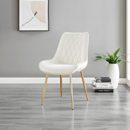 Furniturebox Cesano Set of 2 Cream and Gold Velvet Dining Chair - Wilko - thumbnail 7