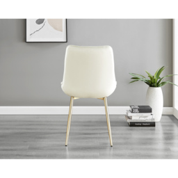 Furniturebox Cesano Set of 2 Cream and Gold Velvet Dining Chair - Wilko - thumbnail 5