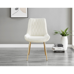 Furniturebox Cesano Set of 2 Cream and Gold Velvet Dining Chair - Wilko - thumbnail 3