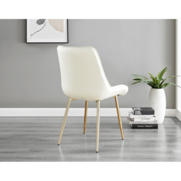 Furniturebox Cesano Set of 2 Cream and Gold Velvet Dining Chair - Wilko - thumbnail 6