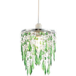 Happy Homewares Waterfall Design Clear and Emerald Acrylic Drops and Beads Pendant Shade - Size: 22 x 16 x 16cm - Green - Wilko - thumbnail 4