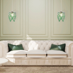 Happy Homewares Waterfall Design Clear and Emerald Acrylic Drops and Beads Pendant Shade - Size: 22 x 16 x 16cm - Green - Wilko - thumbnail 3