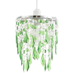Happy Homewares Waterfall Design Clear and Emerald Acrylic Drops and Beads Pendant Shade - Size: 22 x 16 x 16cm - Green - Wilko